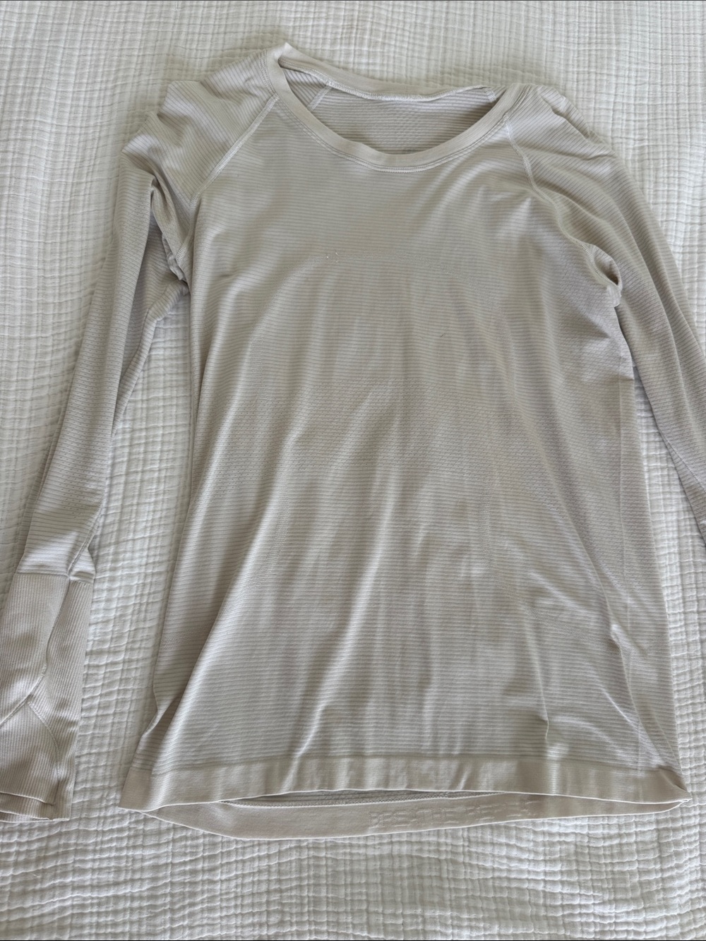 lululemon athletica Neutral Beige Long Sleeve Performance Top